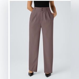 Halara Flex High Waisted Zipper Pocket Shirred Straight Leg Work Pants | XS